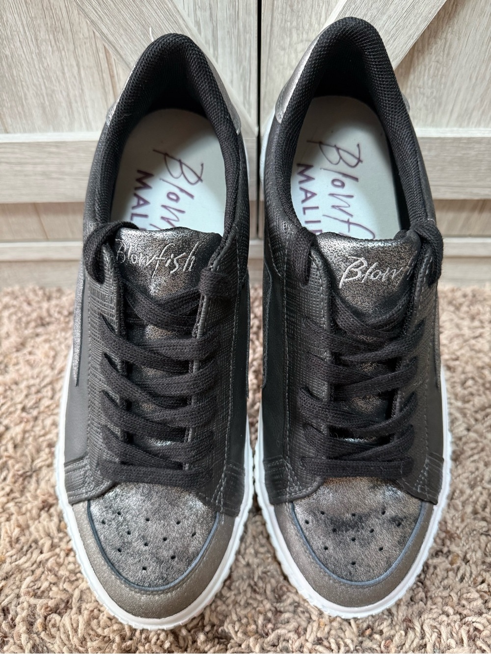 Black & Metallic Silver Low-Top Sneakers-blowfish malibu-ladies 9-9.5